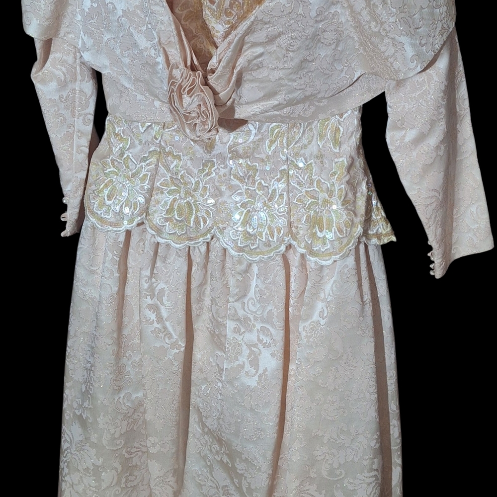 Jessica McClintock Dress Peach Lace Wedding sz 10 Granny Cottagecore Victorian